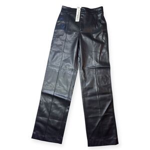Zara Faux Leather FRANÇOISE Full Length High-Waist Small Trousers Straight-Leg